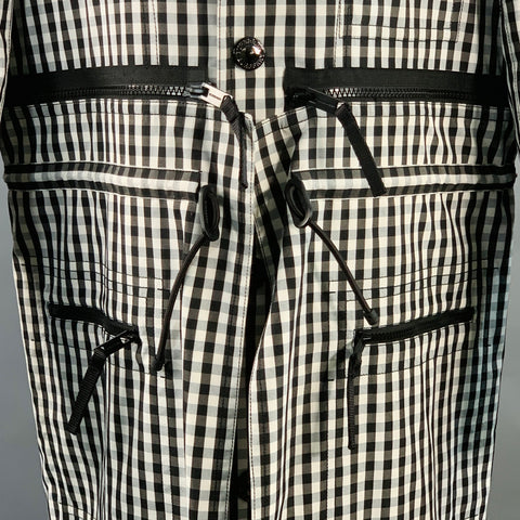 BURBERRY Size 38 Black White Checkered Polyester Wool Snaps Coat