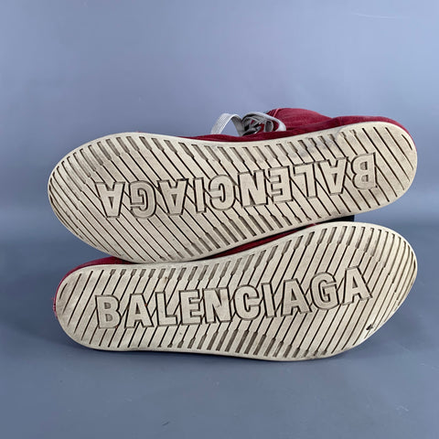 BALENCIAGA 2024 Size 8 Ultraflat High Top Red Canvas Sneakers