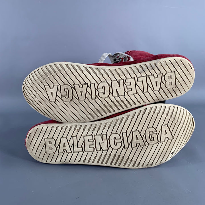 BALENCIAGA 2024 Size 8 Ultraflat High Top Red Canvas Sneakers