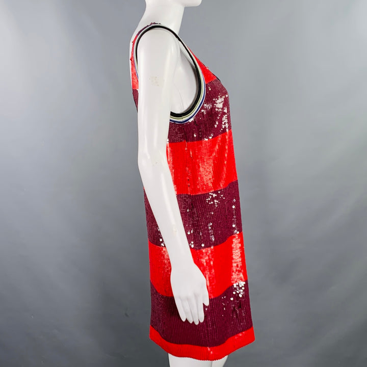 3.1 PHILLIP LIM Size S Red Burgundy Silk Stripe Tank Shift Dress