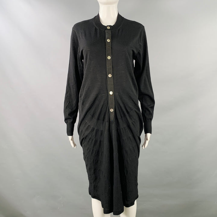 JUNYA WATANABE 2011 Size M Black Wool Long Placket Midi Dress