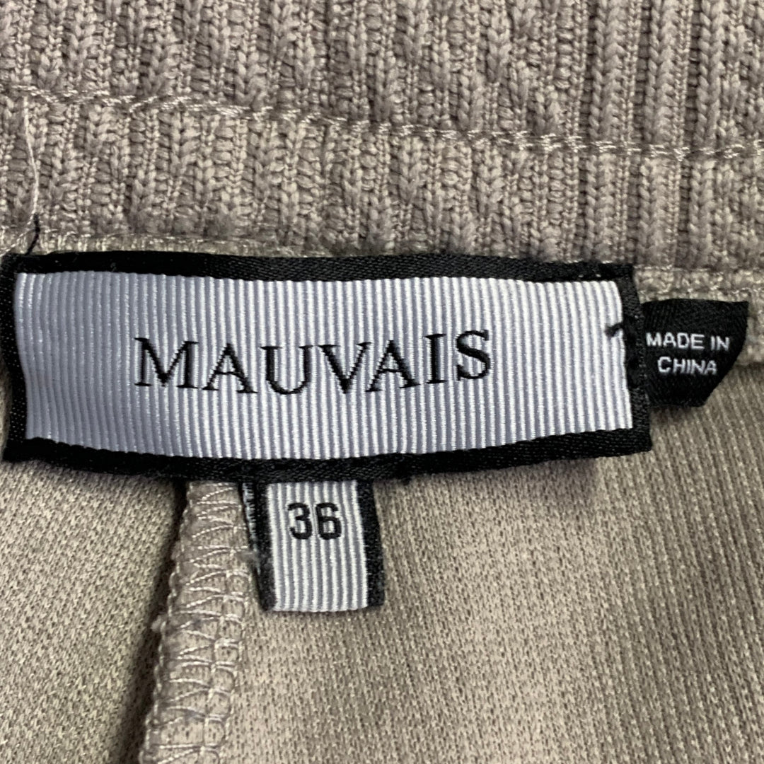 MAUVAIS Size 36 Tan Textured Stripe Polyester Blend Zip Fly Drawstring Shorts