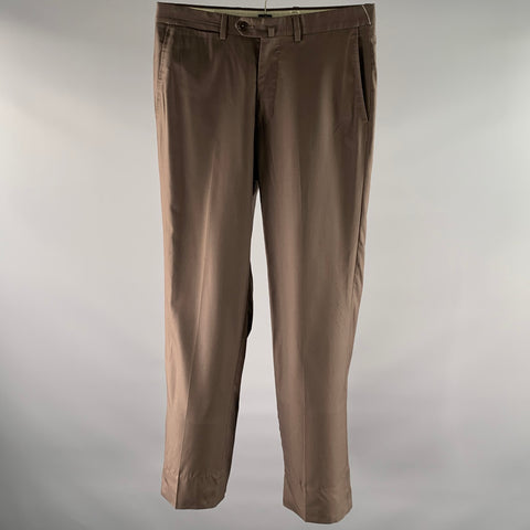 ERMENEGILDO ZEGNA Size 32 Brown Wool Silk Straight Leg Dress Pants