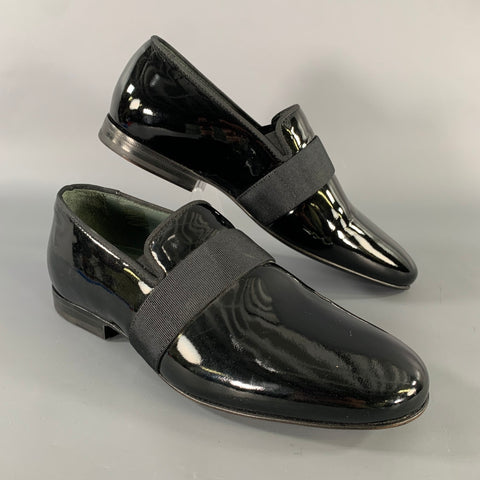 LANVIN Size 6 Black Patent Leather Slip On Loafers