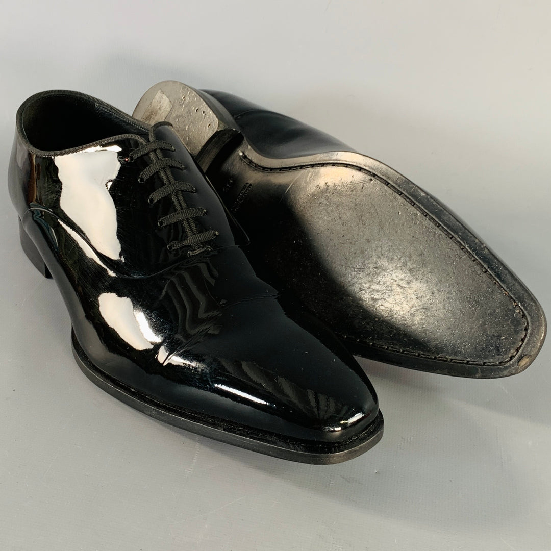 SUITSUPPLY Size 10.5 Black Patent Leather Tuxedo Oxford Lace-Up Shoes