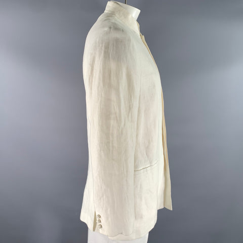 SHANGHAI TANG Size M White Linen Nehru Collar Jacket