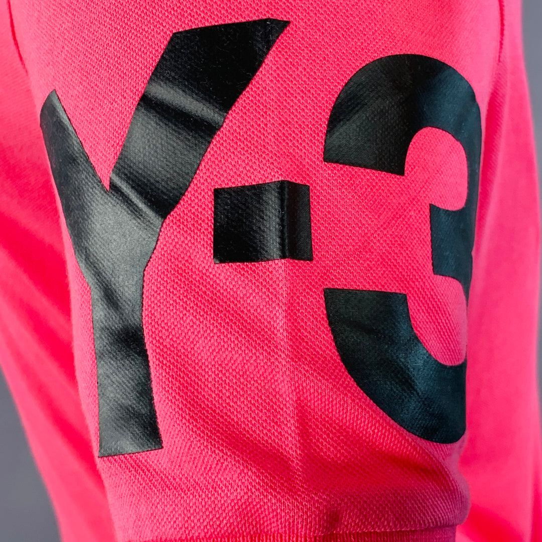 Y-3 Size M Hot Pink Cotton Logo Half Placket Polo