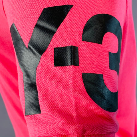 Y-3 Size M Hot Pink Cotton Logo Half Placket Polo