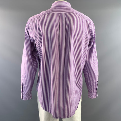 RALPH LAUREN Size XL Purple White Stripe Cotton Long Sleeve Shirt