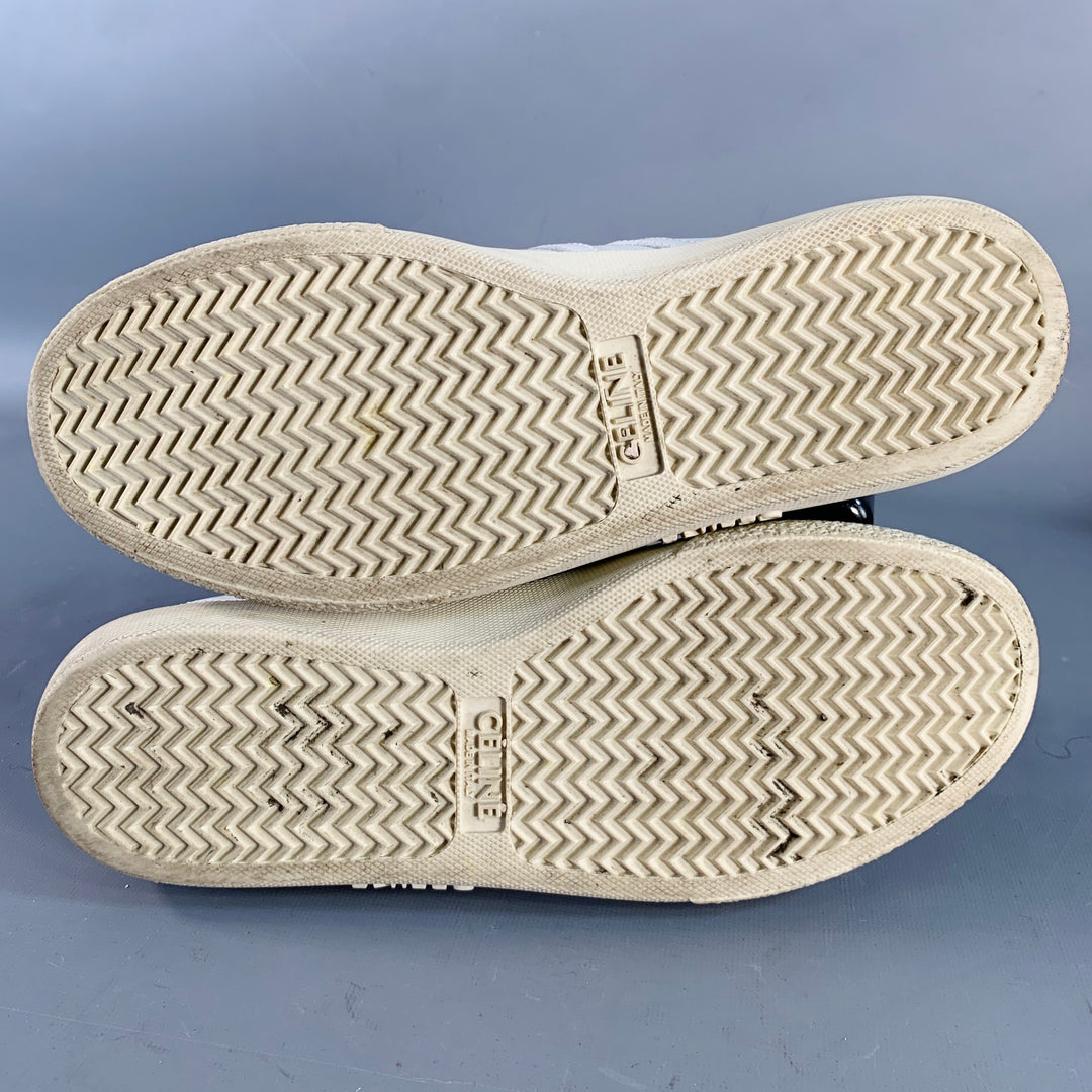 CELINE Size 8 White Leather Low Top Lace-Up Sneakers