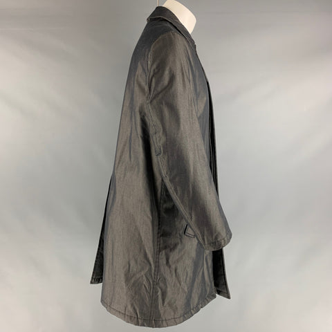 BURBERRY LONDON Size S Grey Solid Cotton Hidden Placket Coat