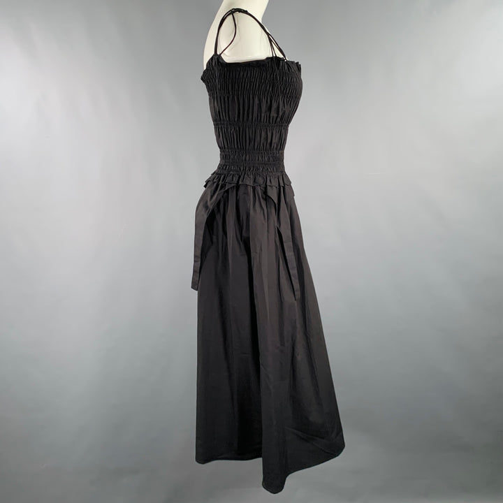 ALLINA LIU Size S Black Cotton Ruched Spaghetti Straps Long Dress