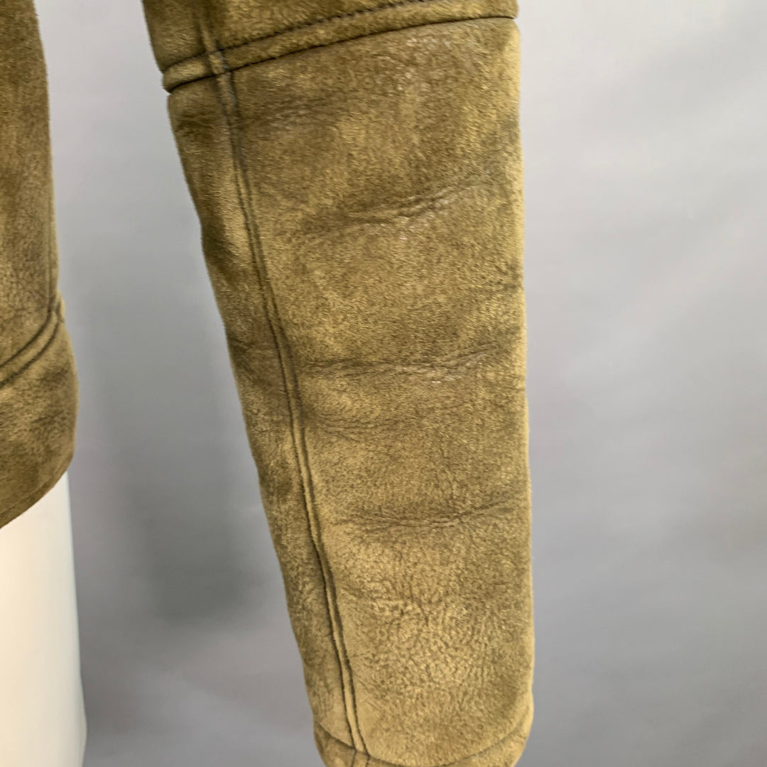 TODD SNYDER Size M Olive Green Lambskin Shearling Bomber Jacket