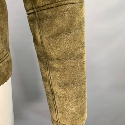 TODD SNYDER Size M Olive Green Lambskin Shearling Bomber Jacket