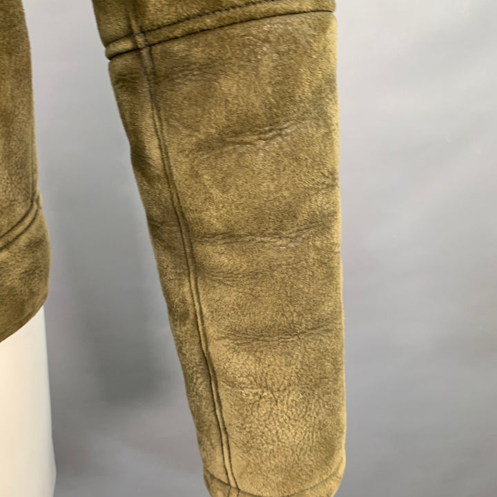 TODD SNYDER Size M Olive Green Lambskin Shearling Bomber Jacket