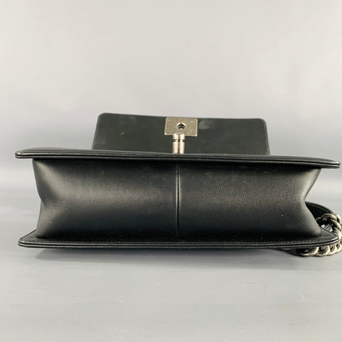 CHANEL 2019 Medium Boy Bag Black Quilted Leather Chain Handbag