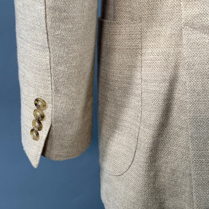 TODD SNYDER Size 42 Regular Camel Woven Polyester Notch Lapel Sport Coat