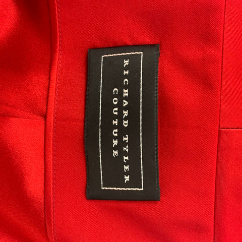 RICHARD TYLER Couture Talla 8 Conjunto de 2 piezas hasta la rodilla con cuentas de rayón de seda roja
