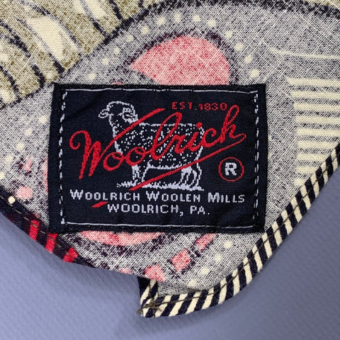 WOOLRICH Green Black Red Abstract Scarf