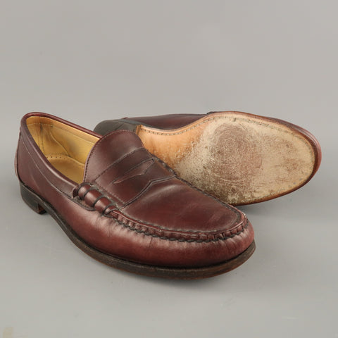 ALLEN EDMONDS Size 10 Burgundy Leather Slip On Penny Loafers