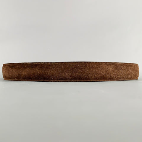 CANALI Size 34 Brown Silver Suede Belt