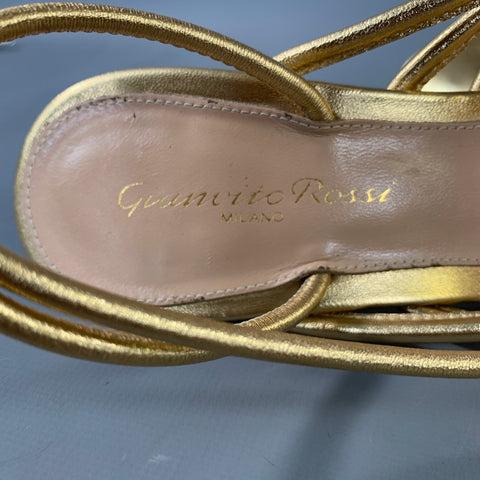 GIANVITO ROSSI Size 7.5 Gold Strappy Sandals