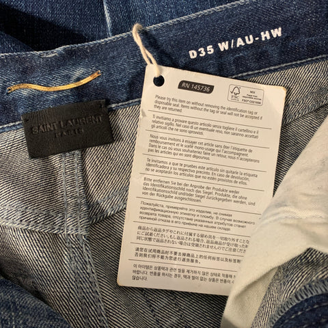 SAINT LAURENT Size 25 Blue Cotton Straight leg Jeans