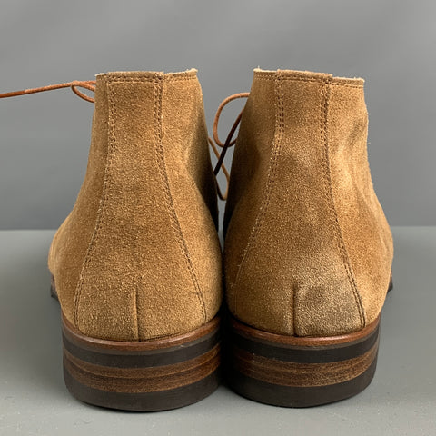 BATTISTONI Size 7 Camel Suede Lace Up Boots