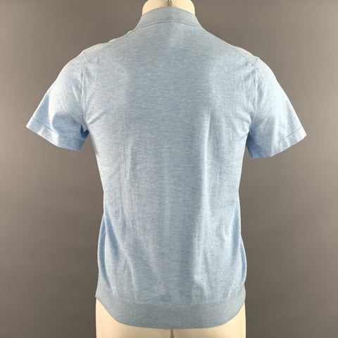 THEORY Size S Blue Light Blue Heather Spread Collar Polo