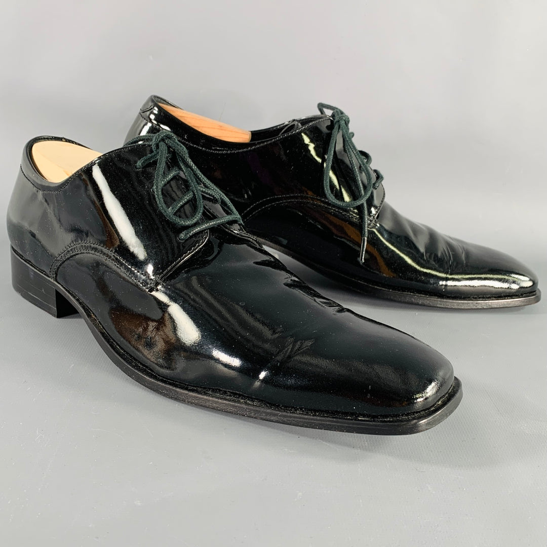 CALVIN KLEIN Size Gareth Black Patent Leather Derby Lace-Up Shoes