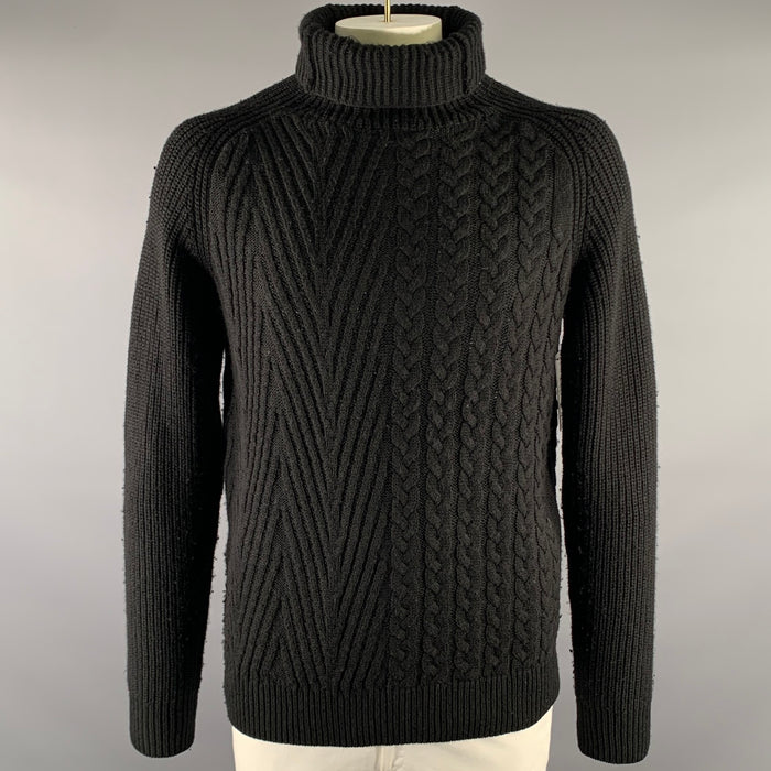 HAIDER ACKERMANN Taille L Col Roulé Cachemire Tricoté Noir