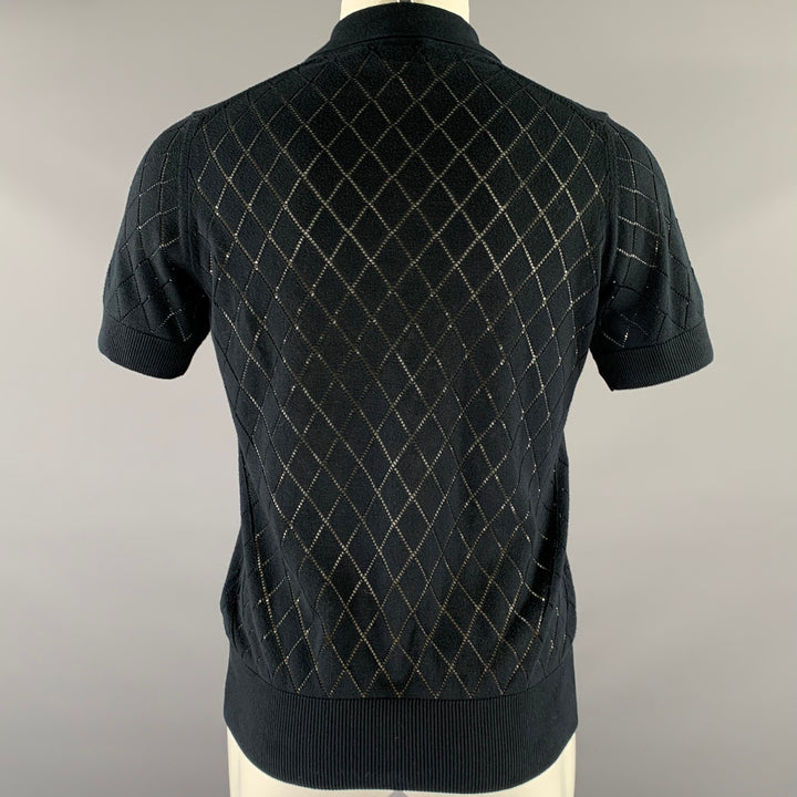 PRINGLE Size M Navy Knit Cotton  Polo
