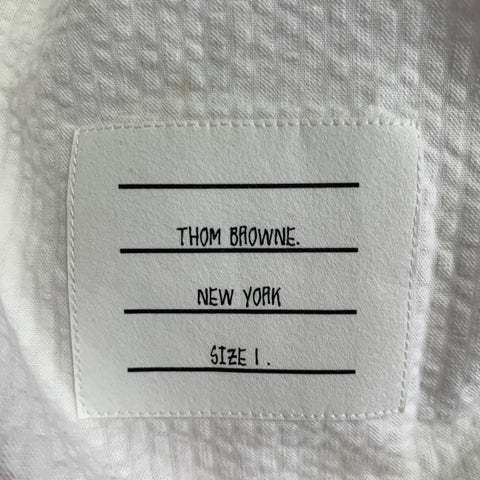 THOM BROWNE Size S White Red Navy Seersucker One Pocket Long Sleeve Shirt