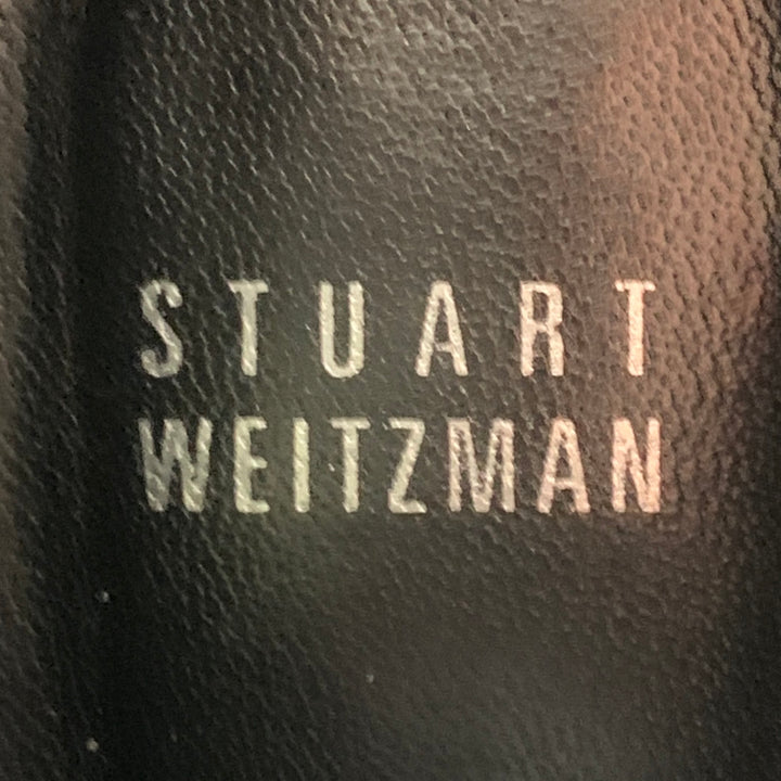 STUART WEITZMAN Size 10 Black Studded Zippers Leather Ankle Boots