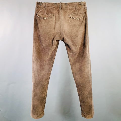 RRL by RALPH LAUREN Size 31 Brown Corduroy Cotton Blend Distressed Straight Casual Pants