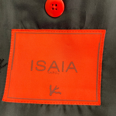 ISAIA Size 42 Regular Black Wool Satin Peak Lapel Tuxedo
