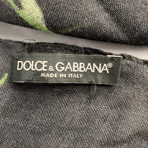DOLCE & GABBANA Black Green Floral Scarf Shawl