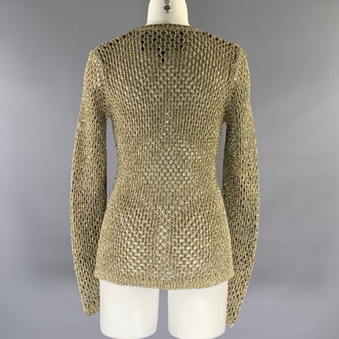 MARC JACOBS Size XS Gold Nylon Crew-Neck Pullover