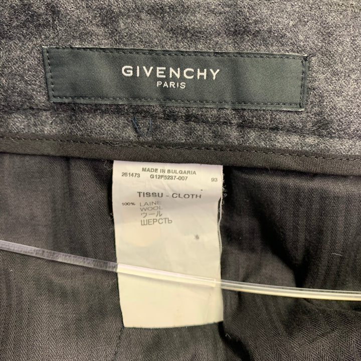 GIVENCHY Size 36 Grey Charcoal Wool Pleated Dress Pants