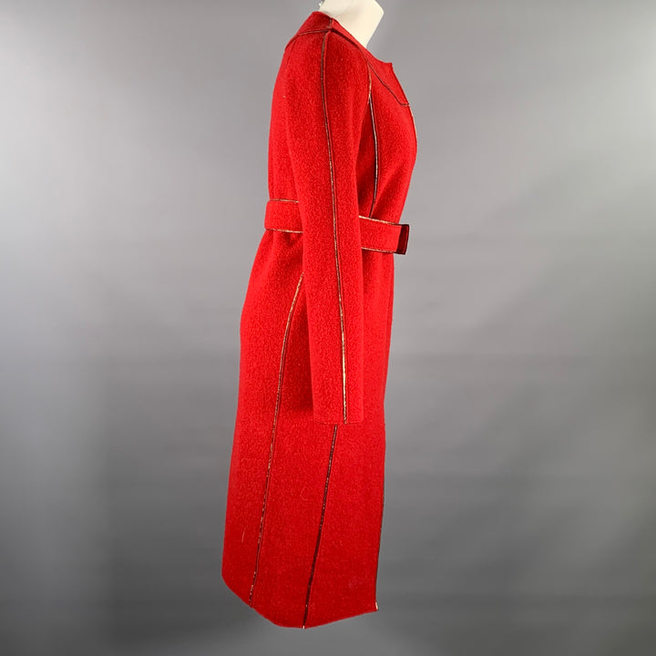 PORTS 1961 Size 0 Burgundy Gold Wool Textured Collarless Coat