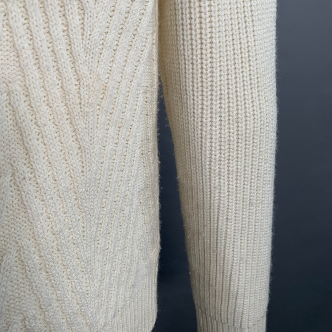 HAIDER ACKERMANN Size M Cream Cable Knit Cashmere Turtleneck Sweater
