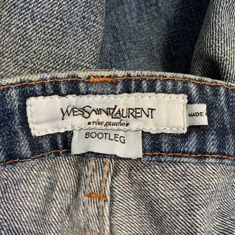 YVES SAINT LAURENT Size 32 Blue Wash Cotton Bootcut Button Fly Jeans