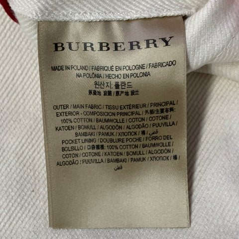 BURBERRY Size 0 Cream Red Blue Cotton Twill Stripe Midi Skirt