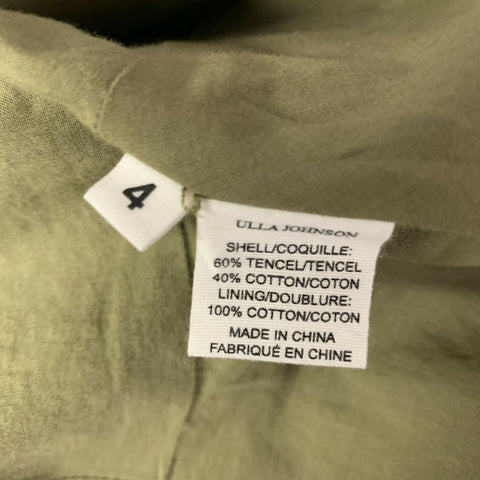 ULLA JOHNSON Size 4 Green Khaki Cotton Blend Jacket