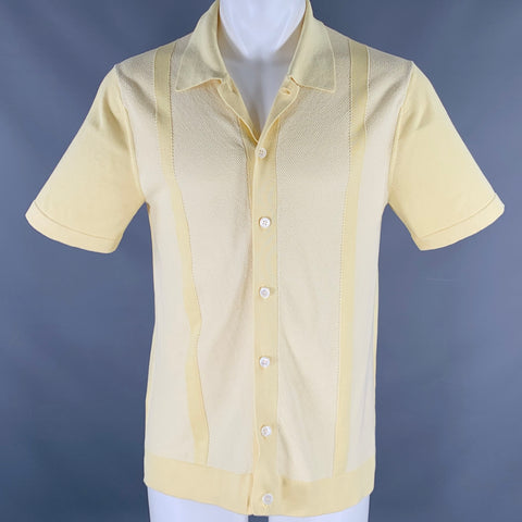 Chemise à manches courtes en soie et coton texturés jaunes TODD SNYDER taille M
