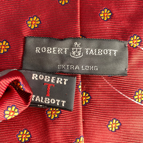 ROBERT TALBOTT Burgundy Navy gold Floral Silk Tie