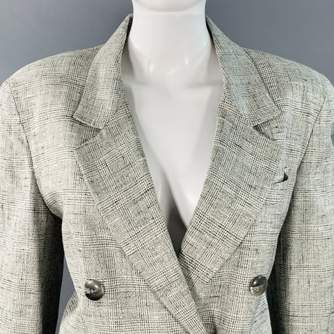CHRISTIAN DIOR Vintage Size 6 Black White Glenplaid Jacket Blazer