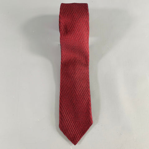 DRIES VAN NOTEN Burgundy Black Textured Silk Cotton Tie