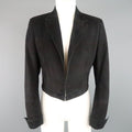 AKRIS Size 10 Black Suede & Wool Zip Off Sport Coat Jacket AKRIS