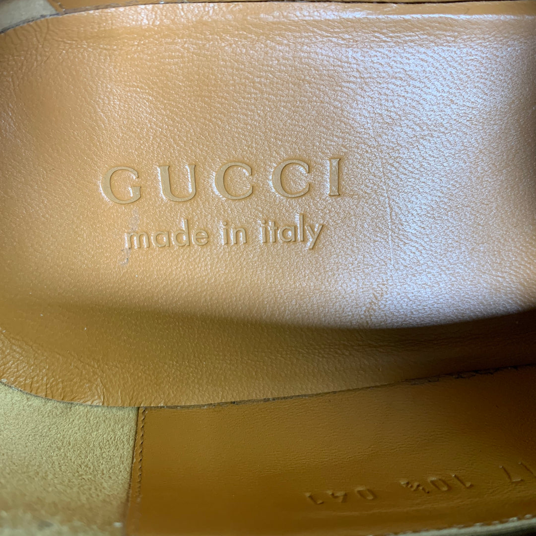GUCCI Size 10.5 Brown Tan Monogram Canvas Loafers